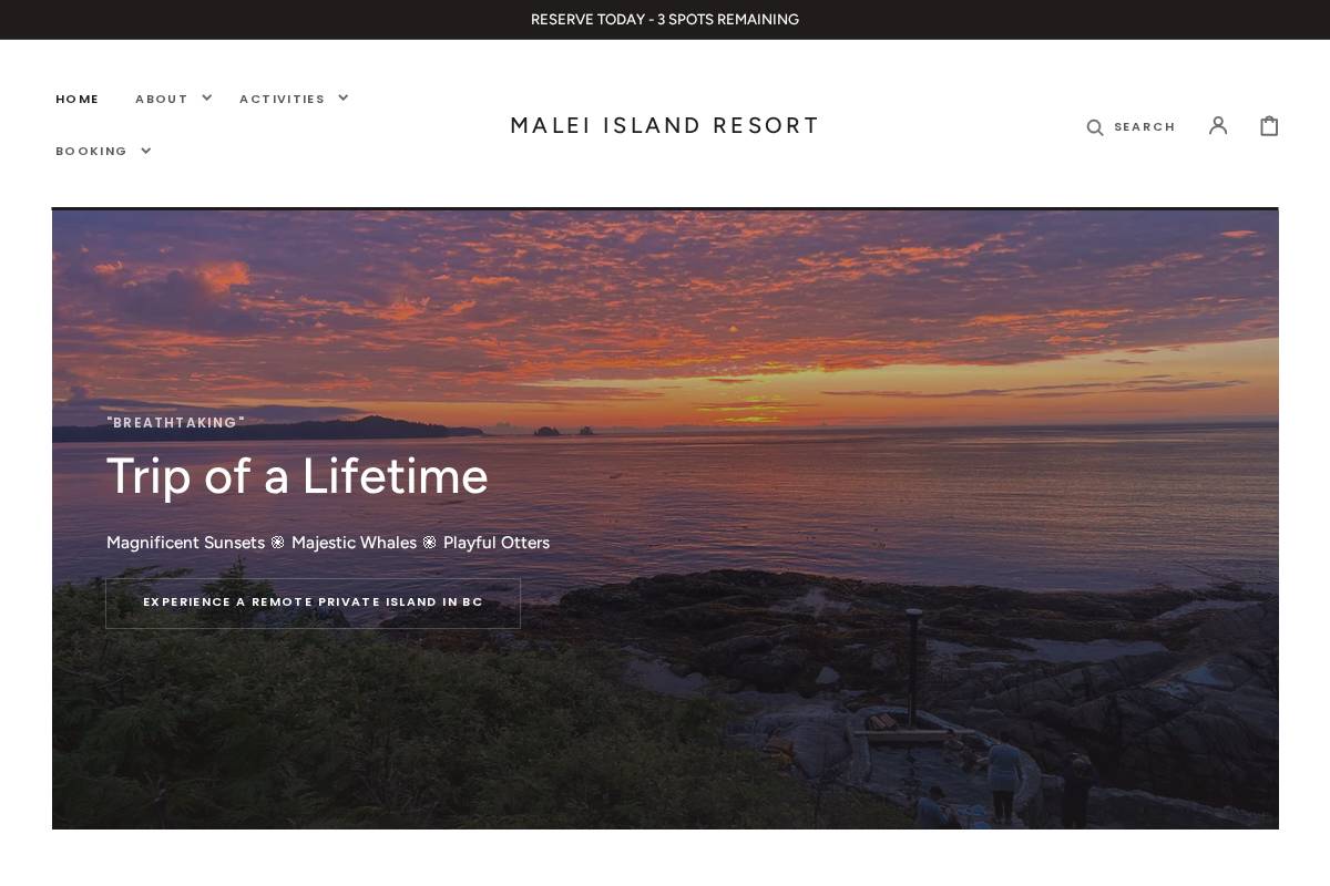 maleiislandresort.com homepage screenshot