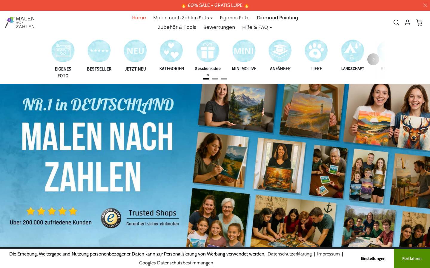 Malennachzahlen Erwachsene homepage screenshot