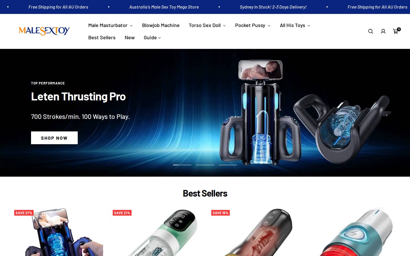 malesextoy.com.au homepage screenshot