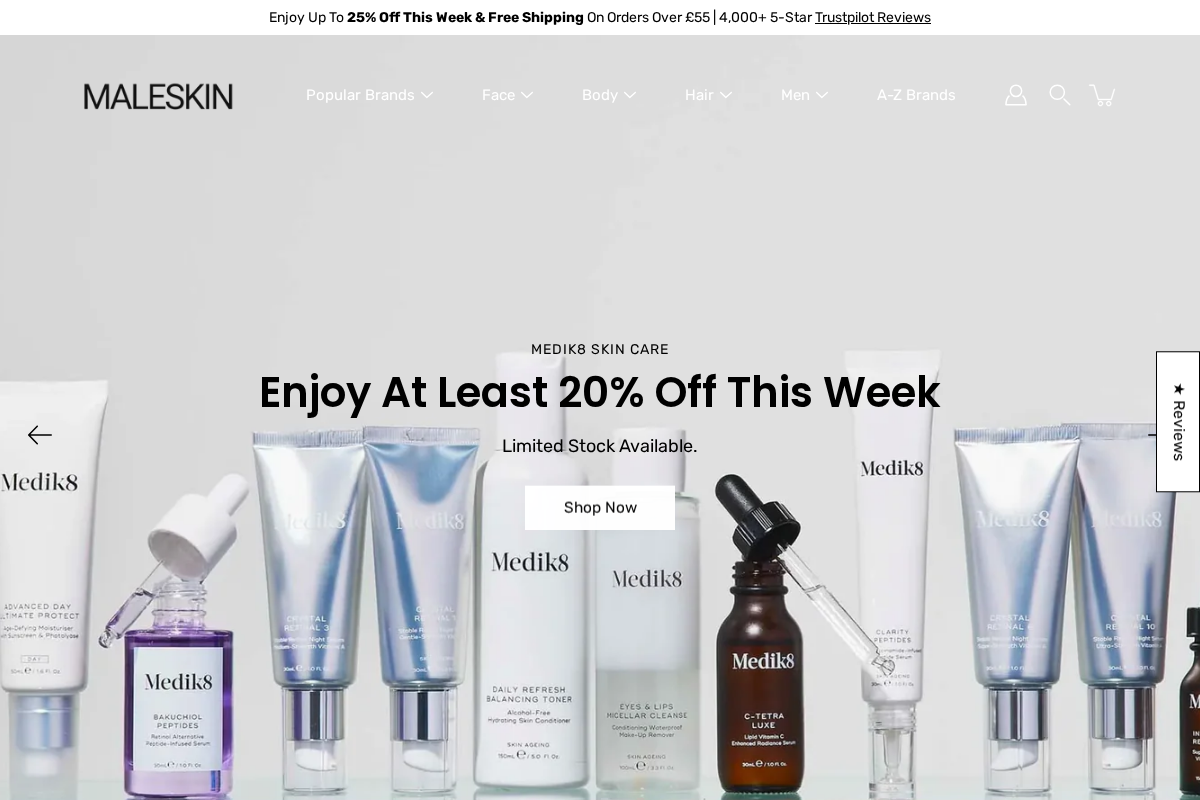 Maleskin.shop homepage screenshot