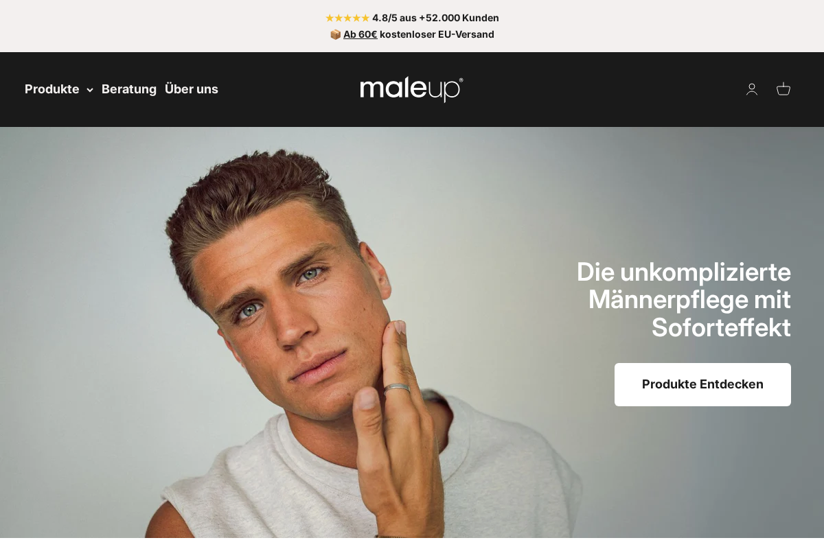 Maleup homepage screenshot