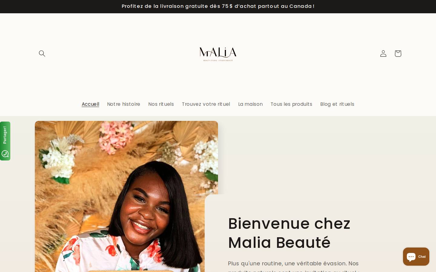 maliabeaute.com homepage screenshot