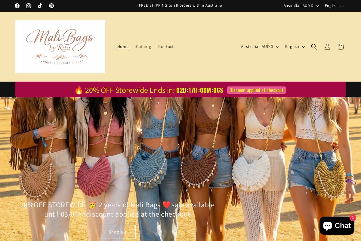 malibags.store homepage screenshot