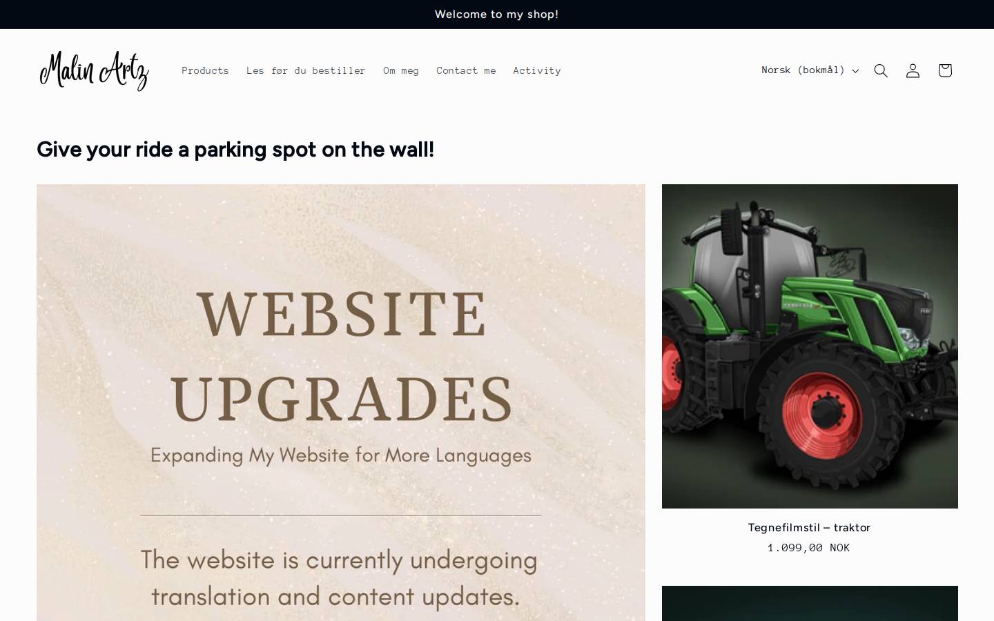 malinarts.com homepage screenshot