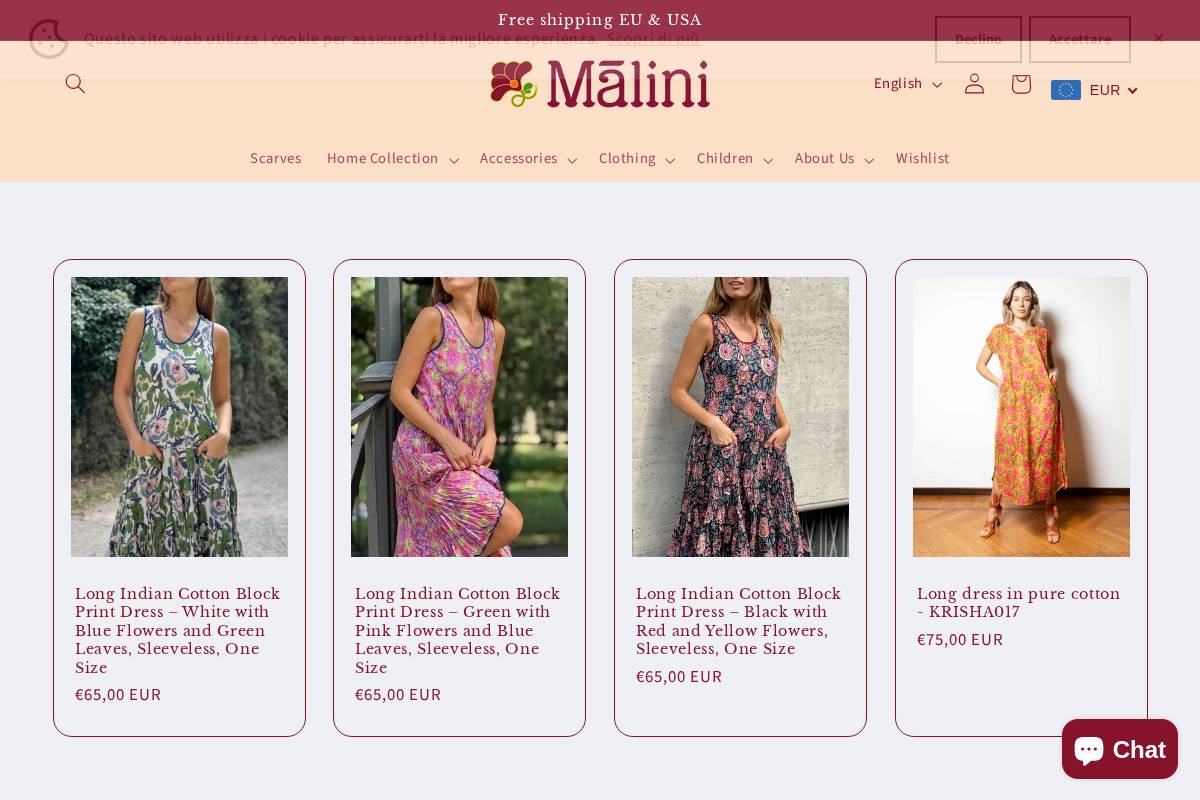 Malini homepage screenshot