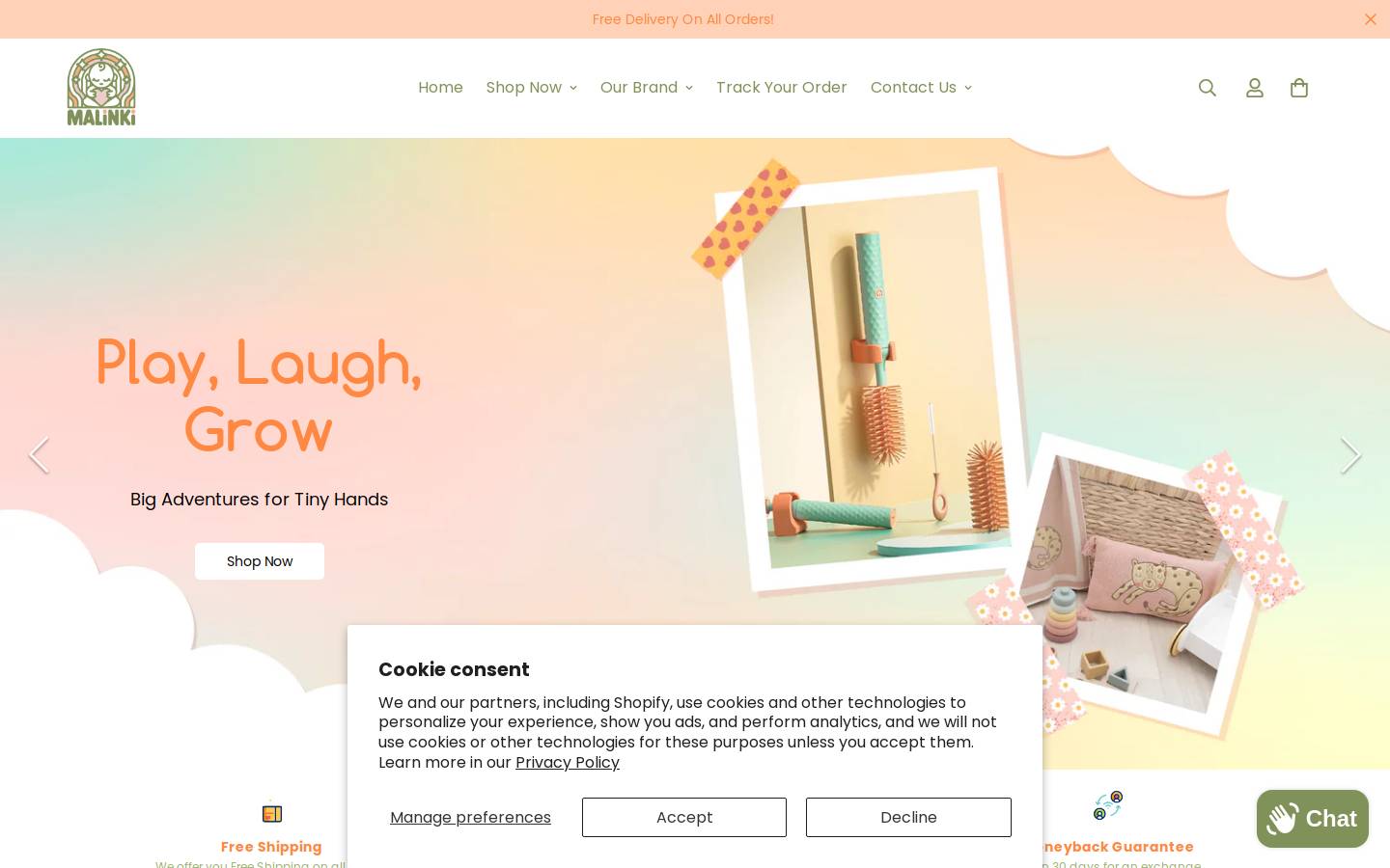malinki-shop.com homepage screenshot