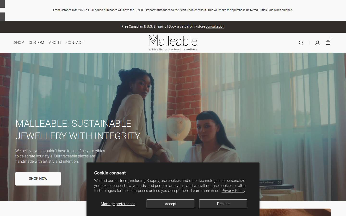 malleable.ca homepage screenshot