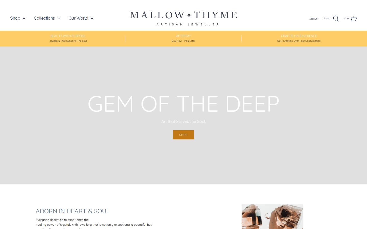 mallownthyme.com homepage screenshot