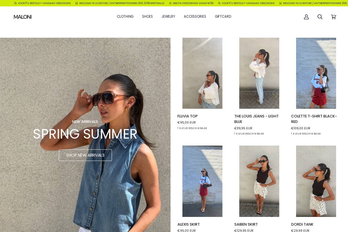 maloni-store.be homepage screenshot