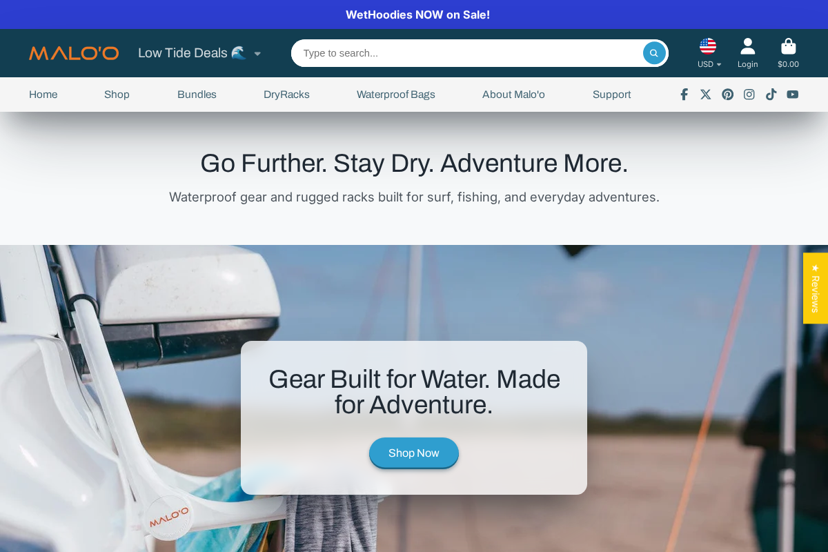 Malo'o homepage screenshot