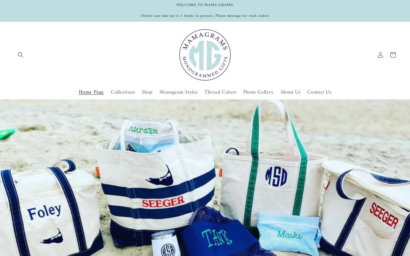 mama-grams.com homepage screenshot
