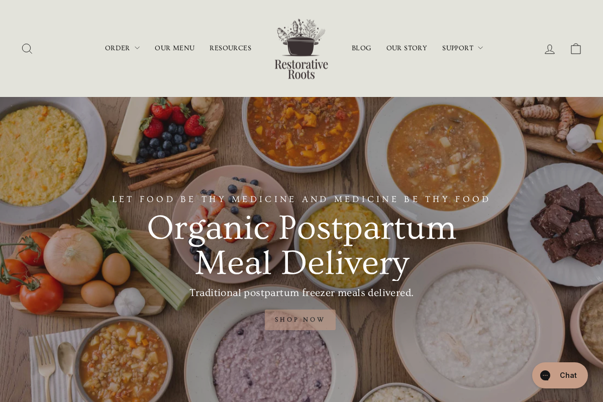 Restorative Roots homepage screenshot