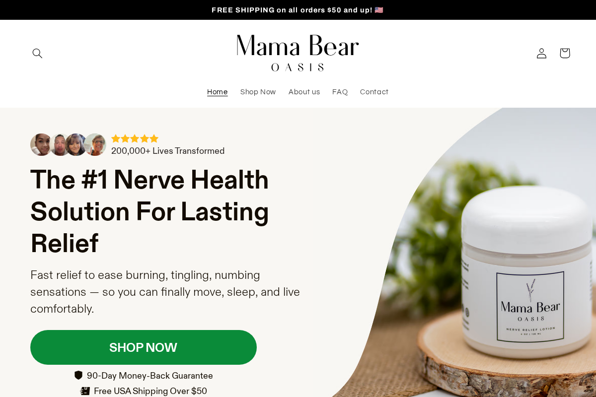 Mamabearoasis homepage screenshot