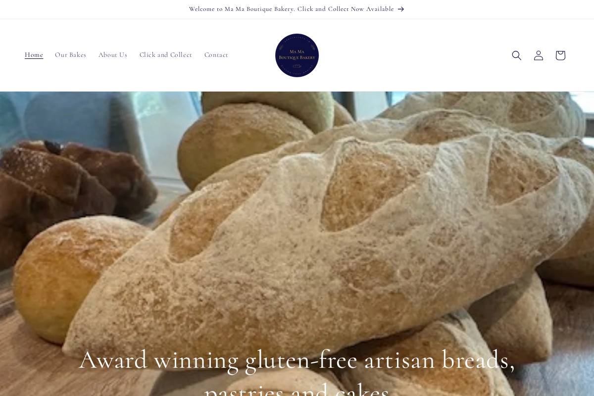 mamaboutiquebakery.co.uk homepage screenshot
