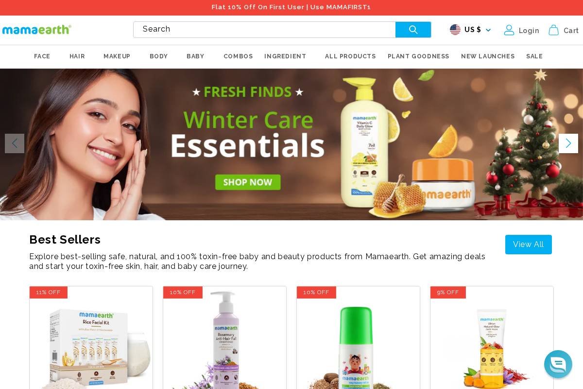 Mama Earth Natural Living homepage screenshot