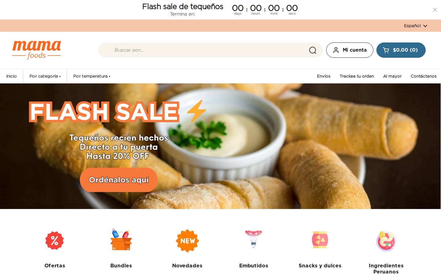 mamafoods.com homepage screenshot
