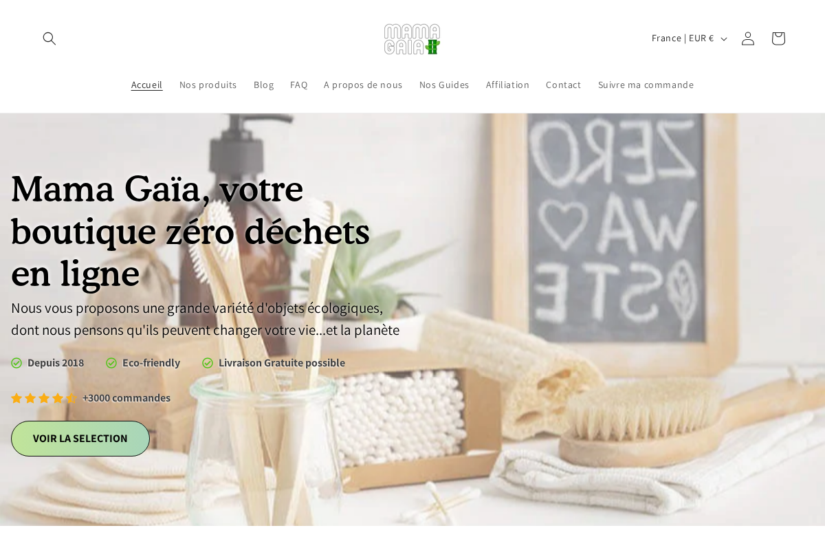 Mama Gaïa homepage screenshot