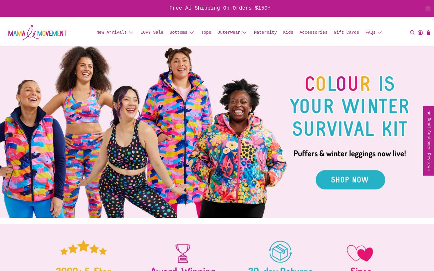 mamamovement.com.au homepage screenshot