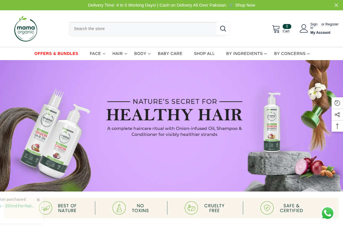 mamaorganic.pk homepage screenshot