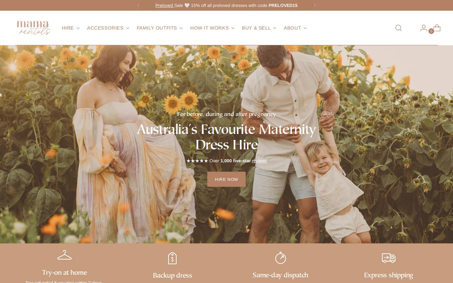 mamarentals.com.au homepage screenshot