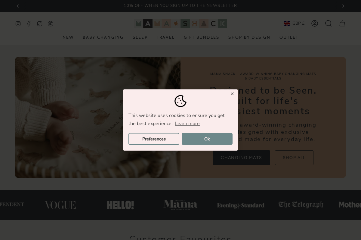 Mama Shack homepage screenshot