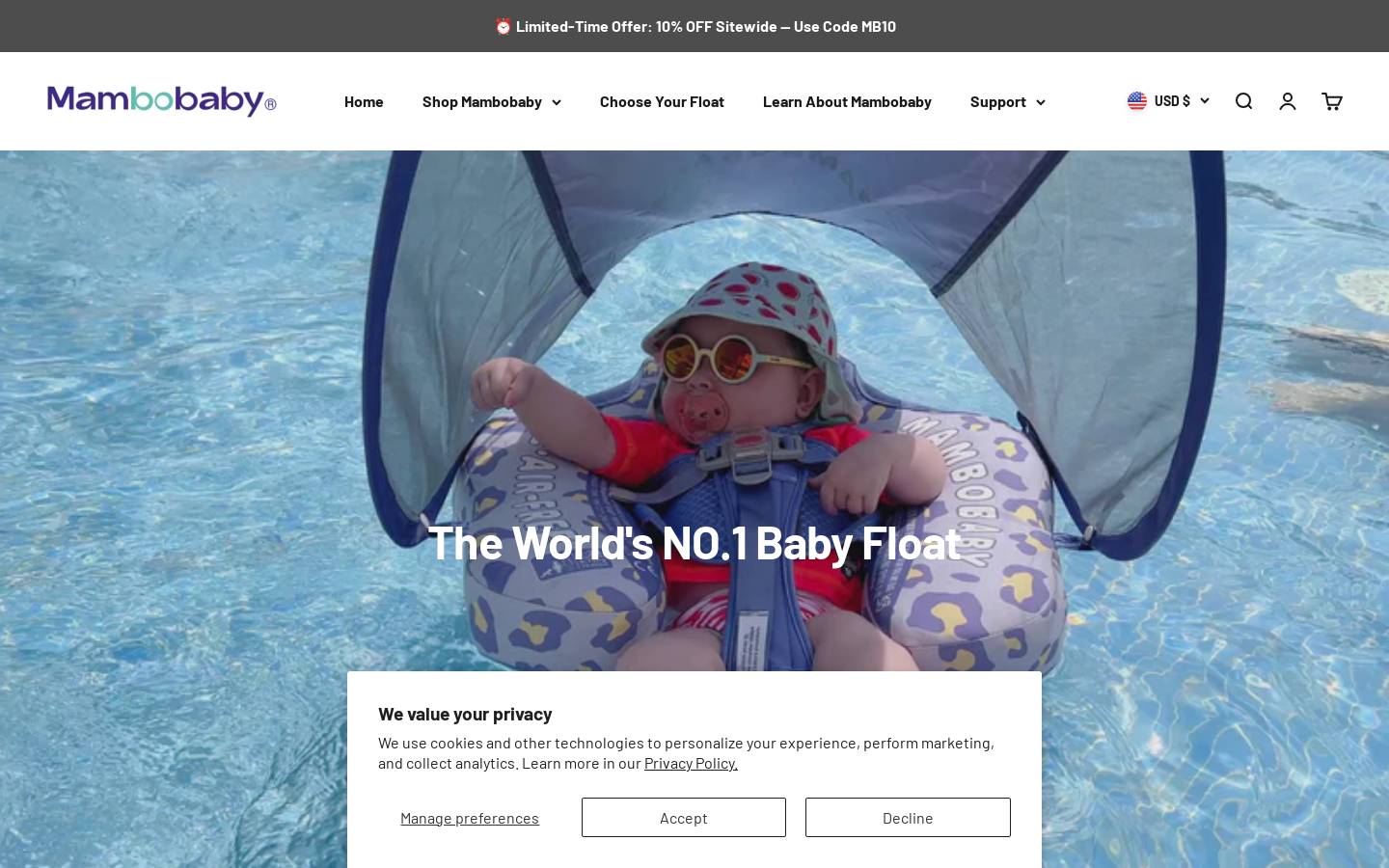 mambobabyfloat.com homepage screenshot