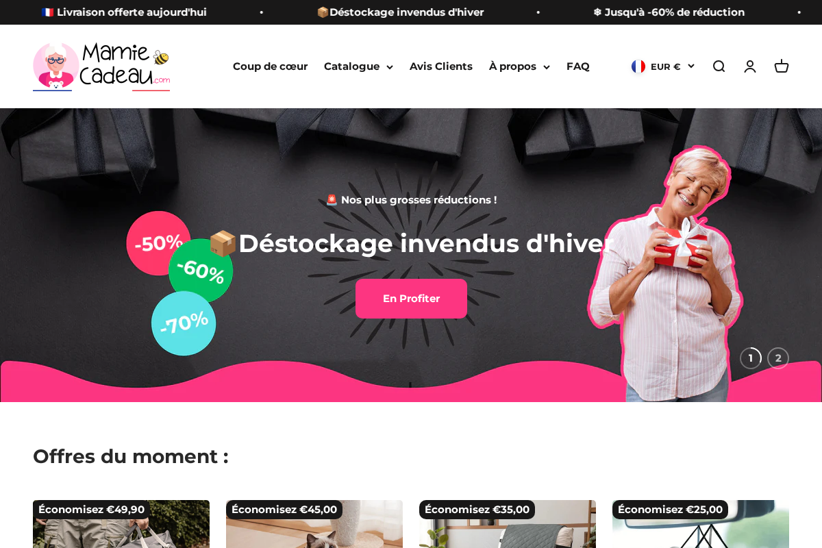 Mamiecadeau homepage screenshot