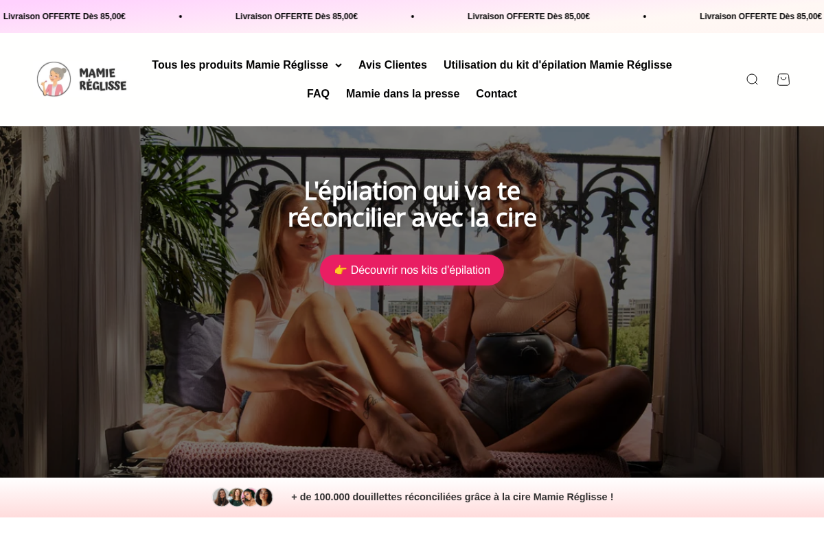 Mamie Réglisse homepage screenshot