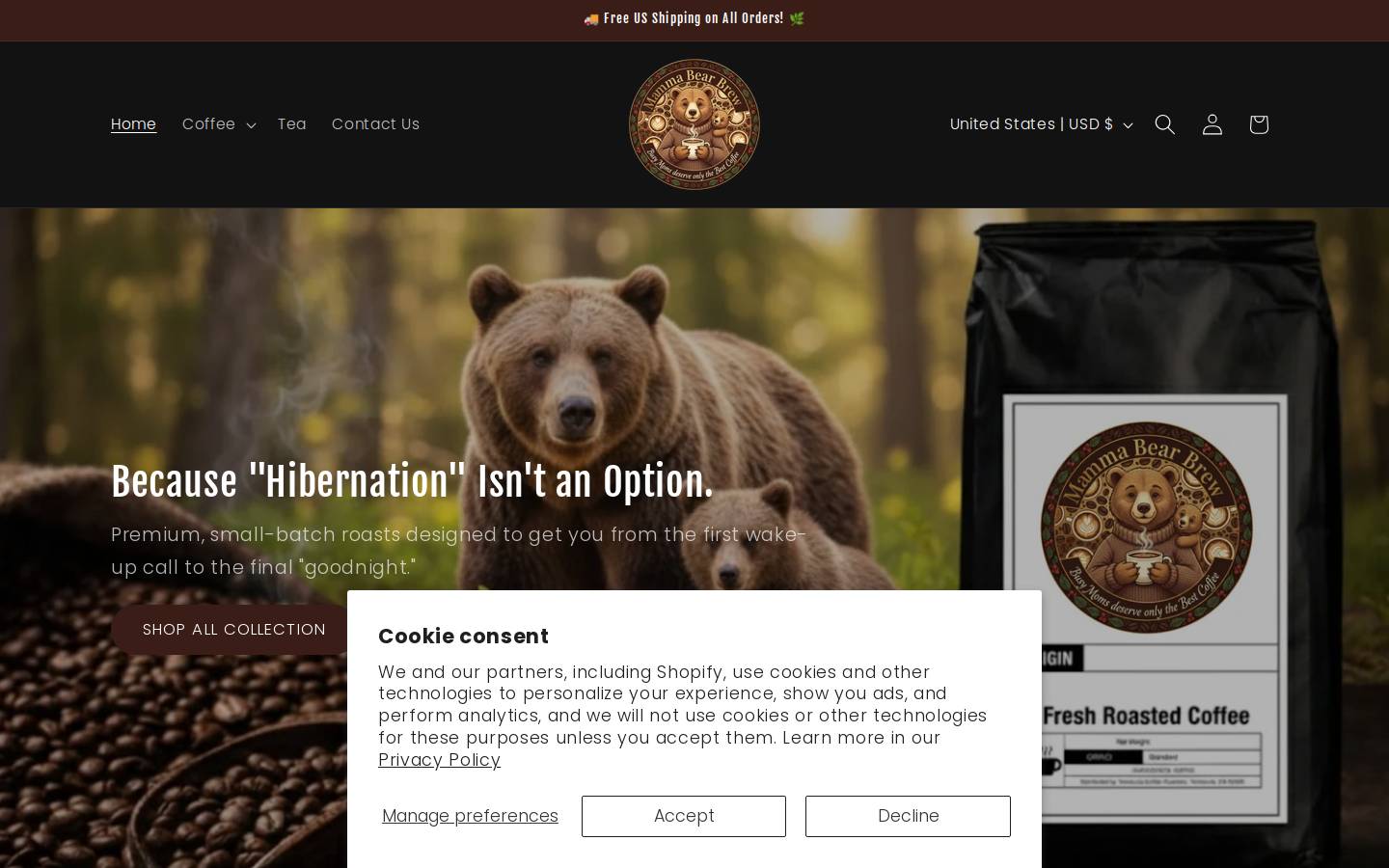 mammabearbrew.com homepage screenshot