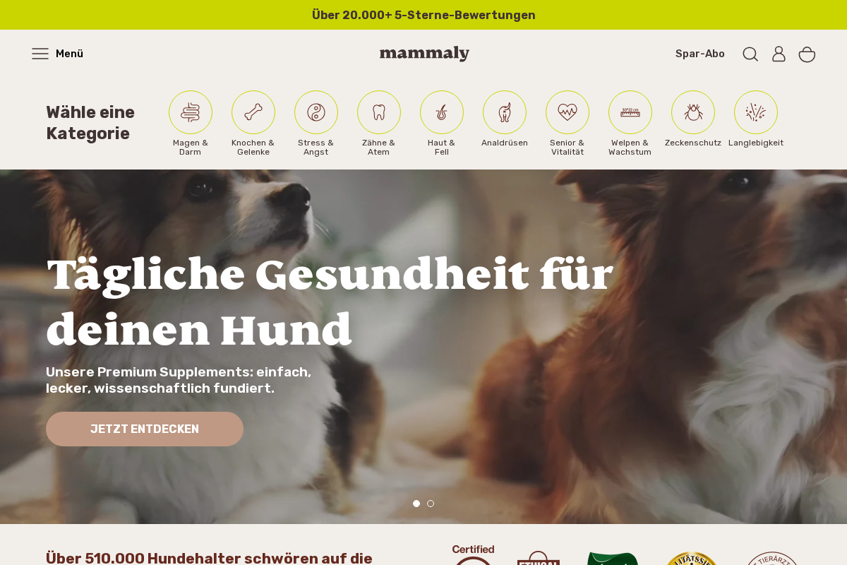 mammaly homepage screenshot