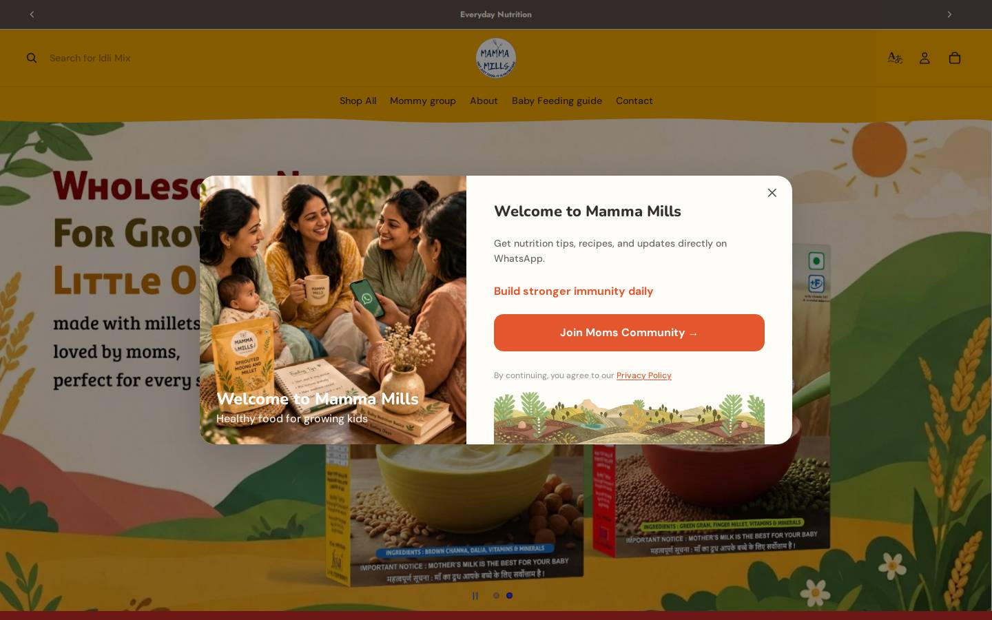 mammamills.com homepage screenshot