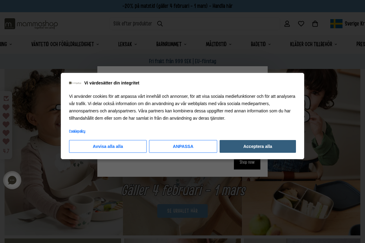 Mammashop homepage screenshot