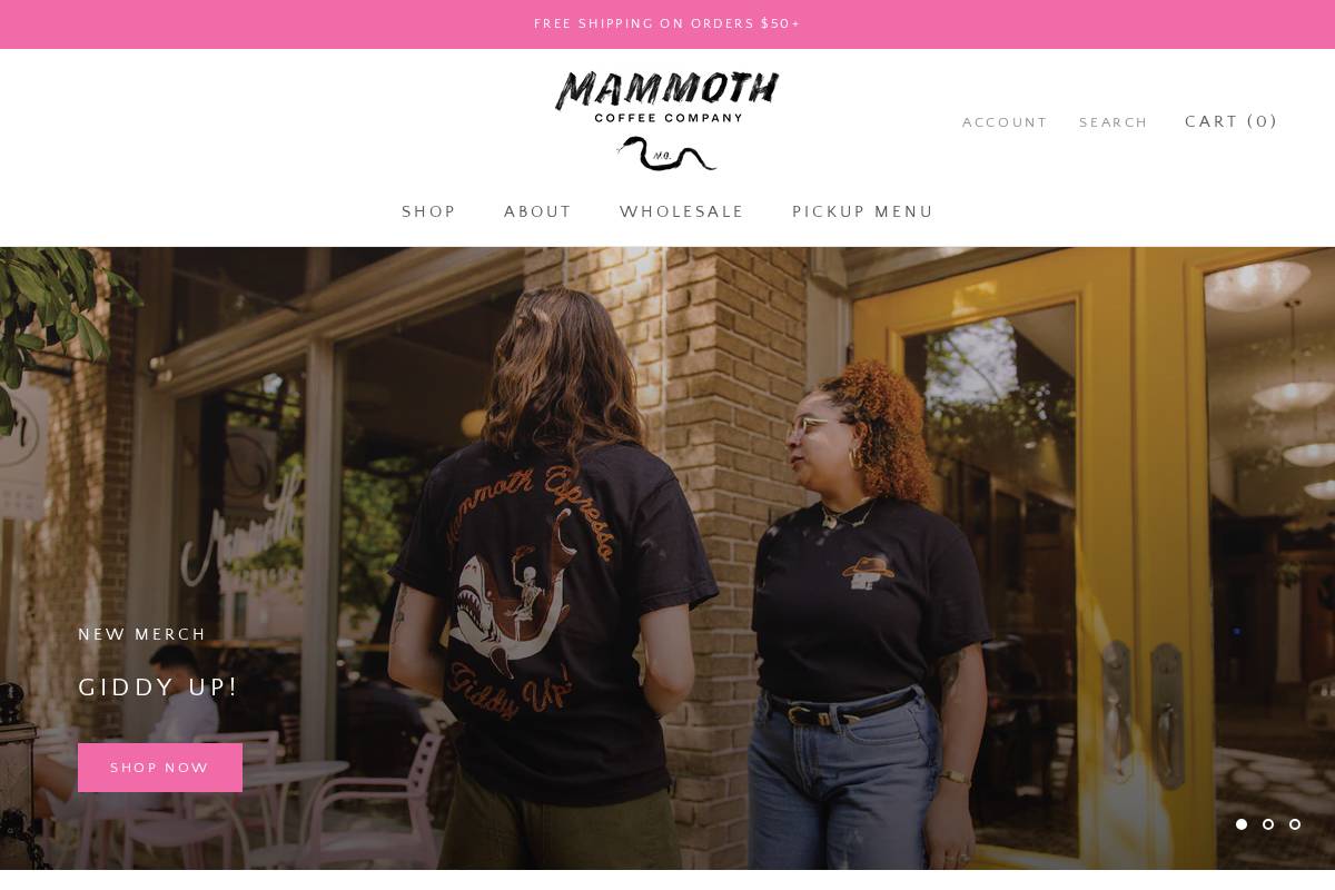 mammothcoffee.co homepage screenshot