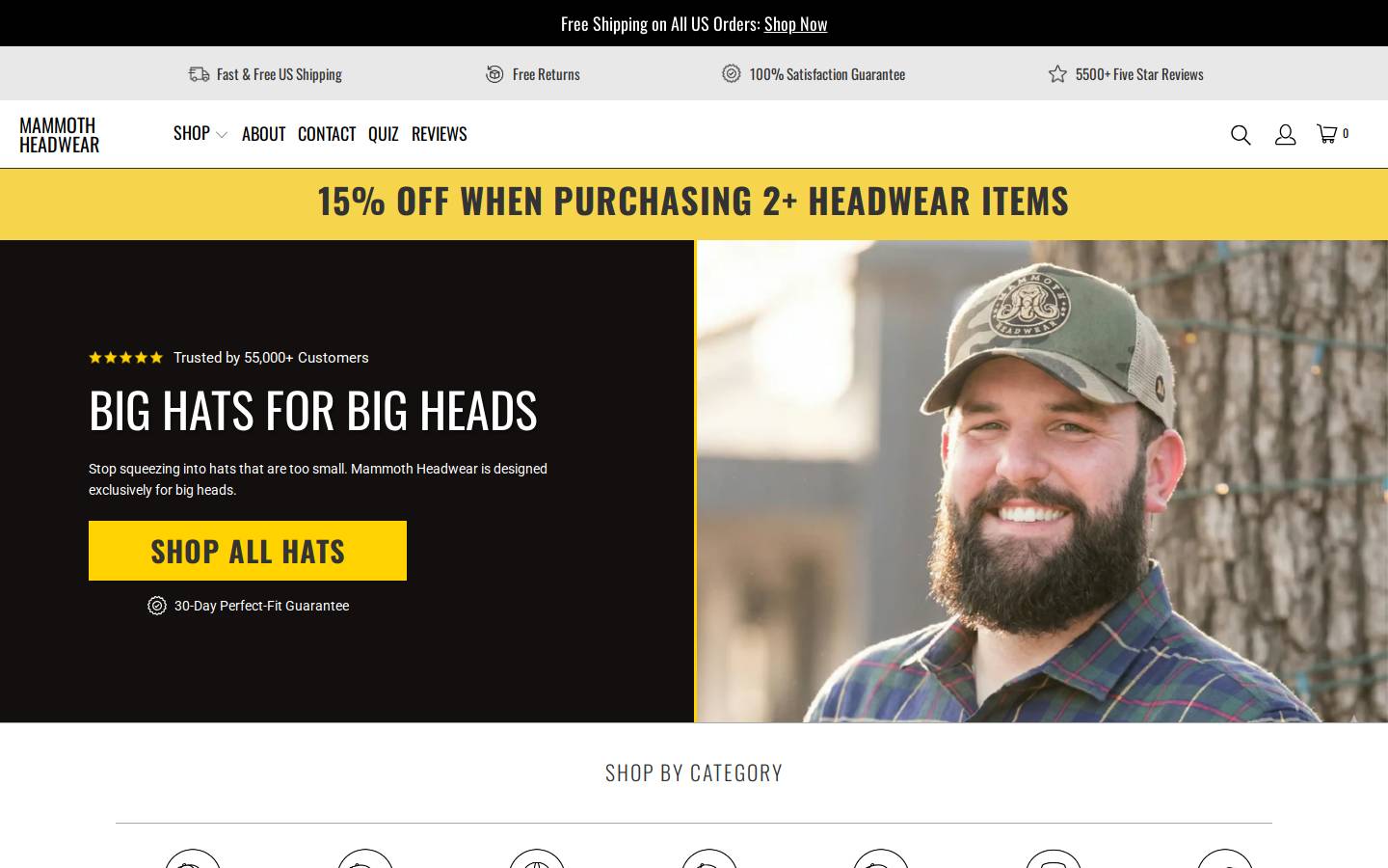 mammothheadwear.com homepage screenshot