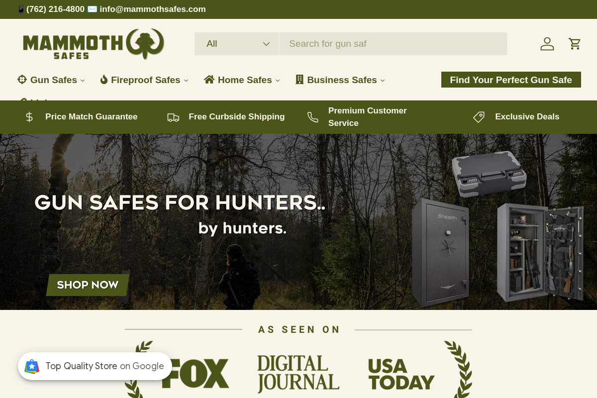 Mammoth Safes homepage screenshot