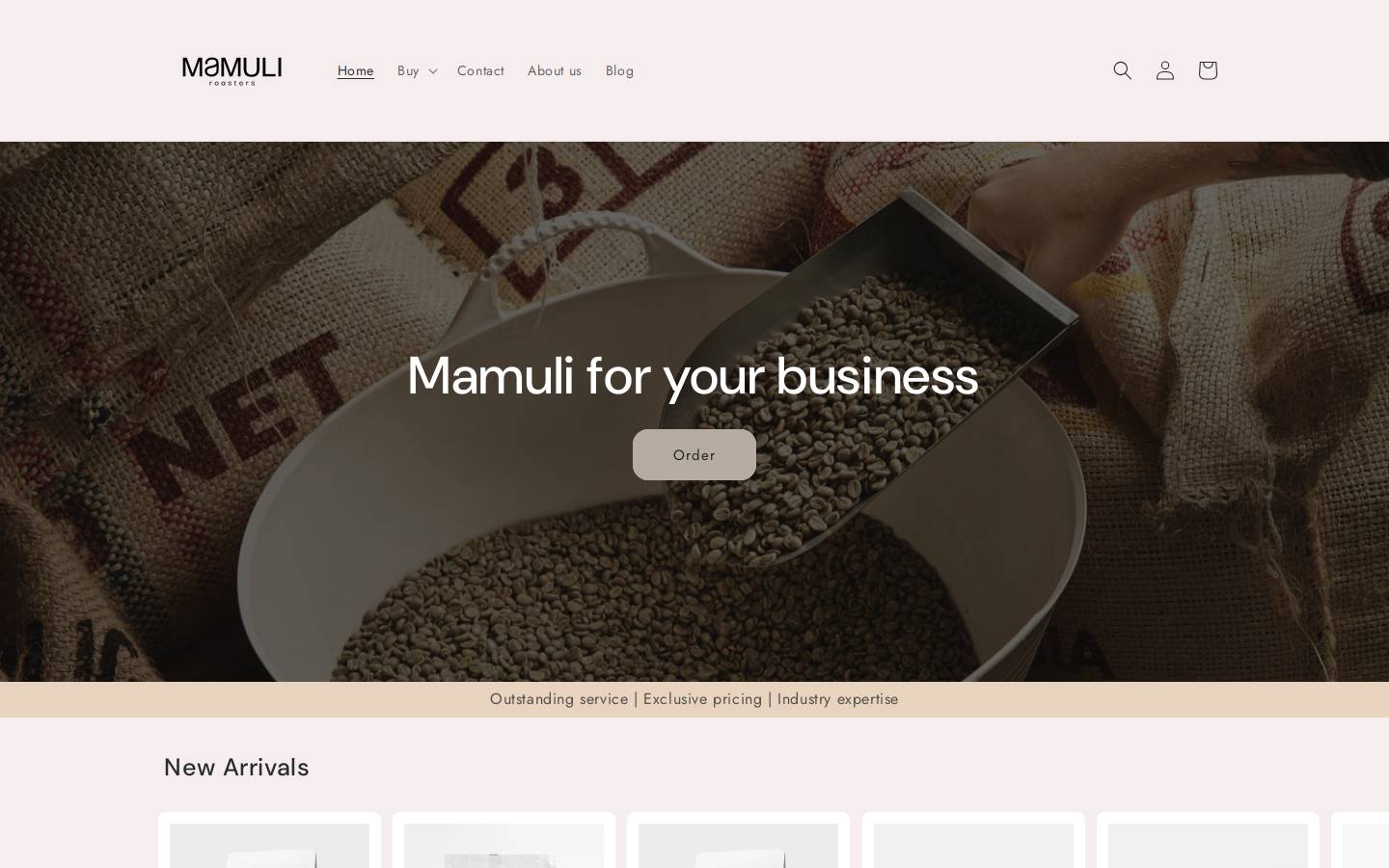 mamuli.coffee homepage screenshot