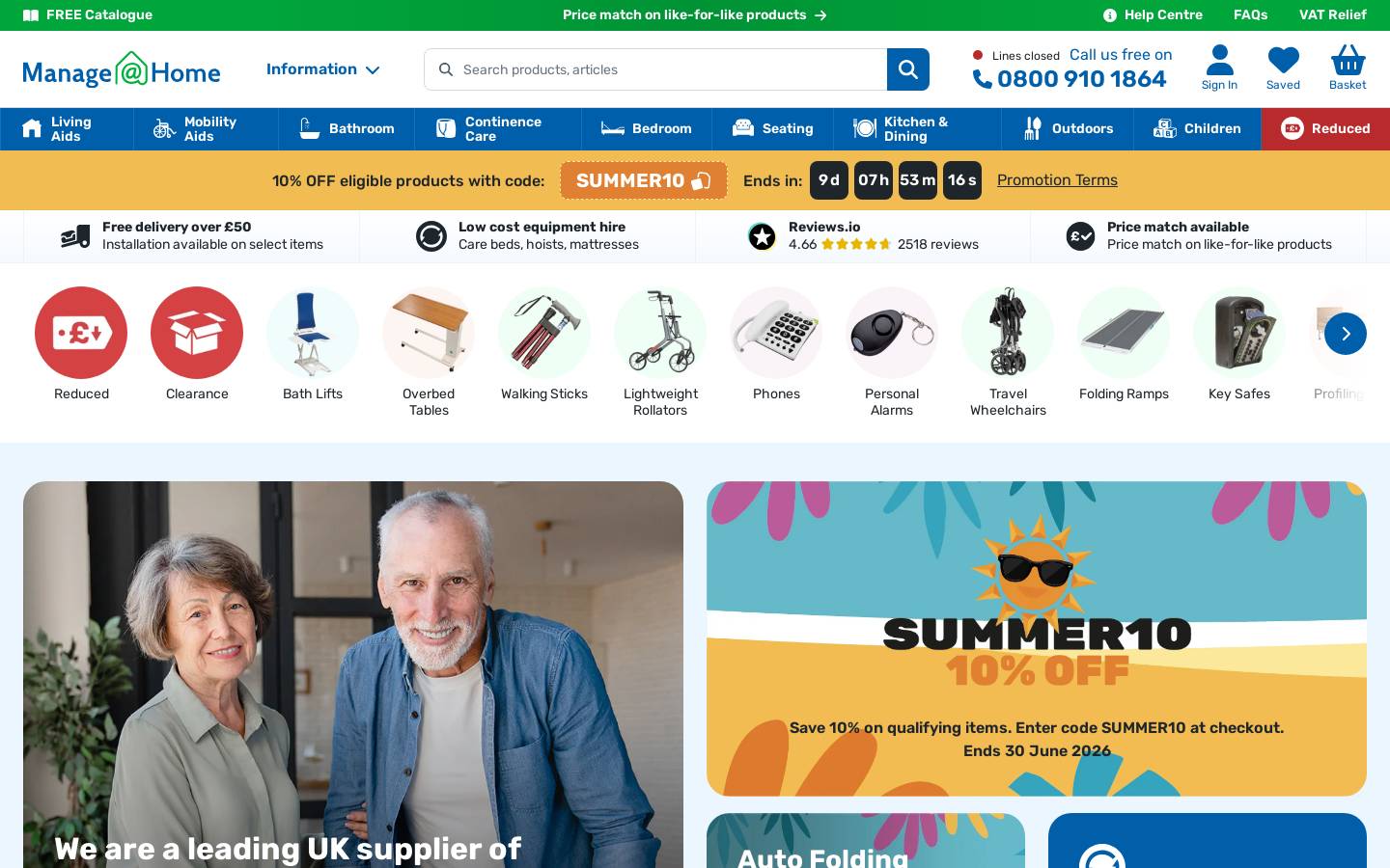 Manageathome homepage screenshot