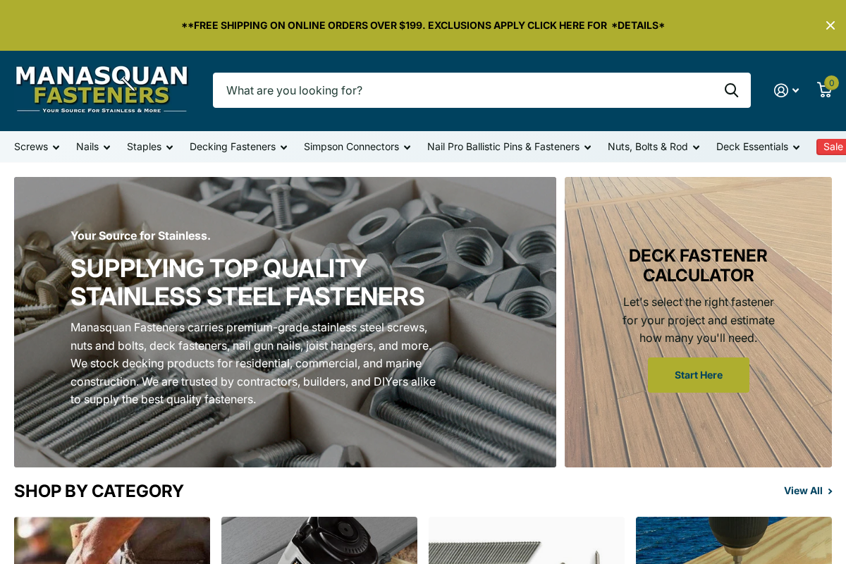 Manasquan Premium Fasteners homepage screenshot