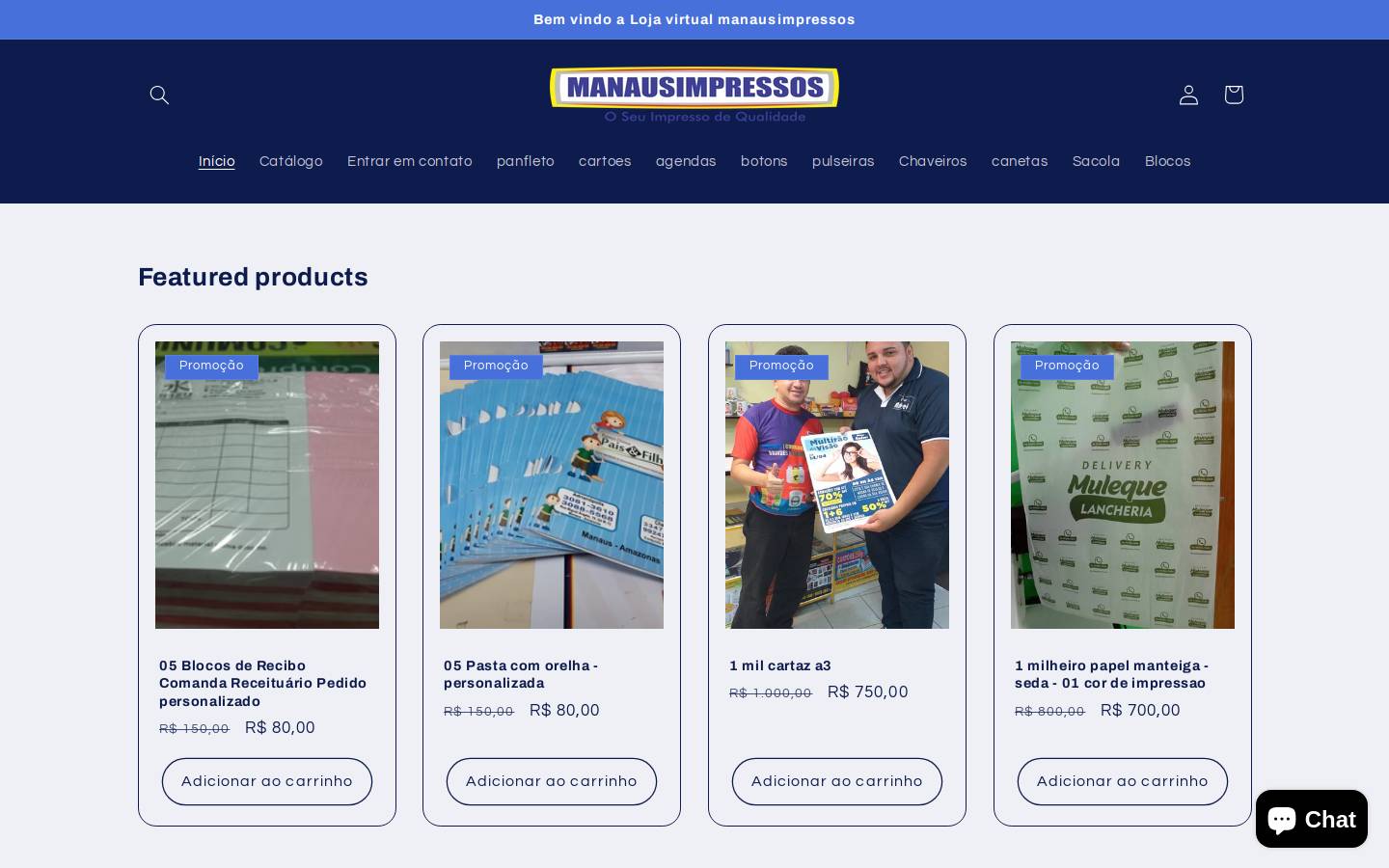 manausimpressos.com homepage screenshot
