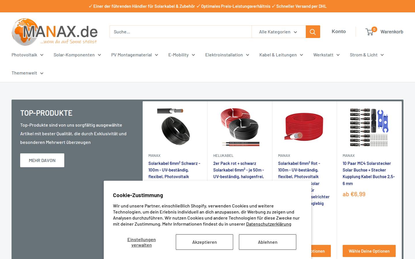 Manax homepage screenshot