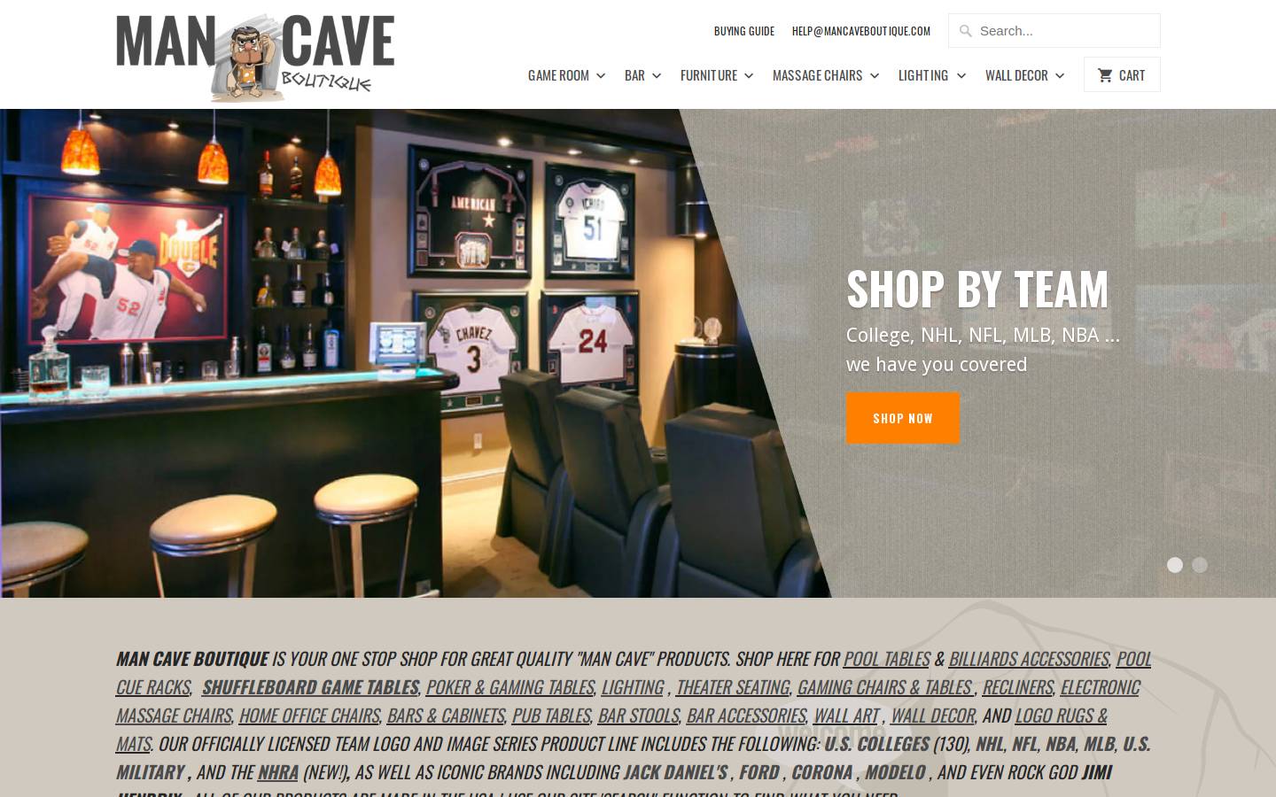mancaveboutique.com homepage screenshot