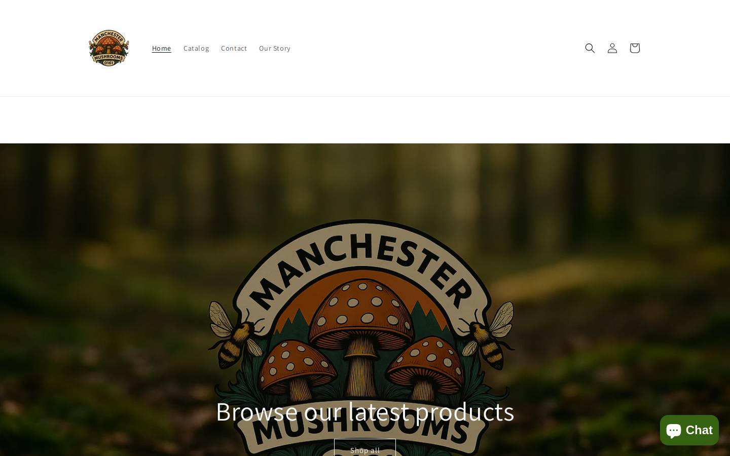 Manchestermushrooms homepage screenshot