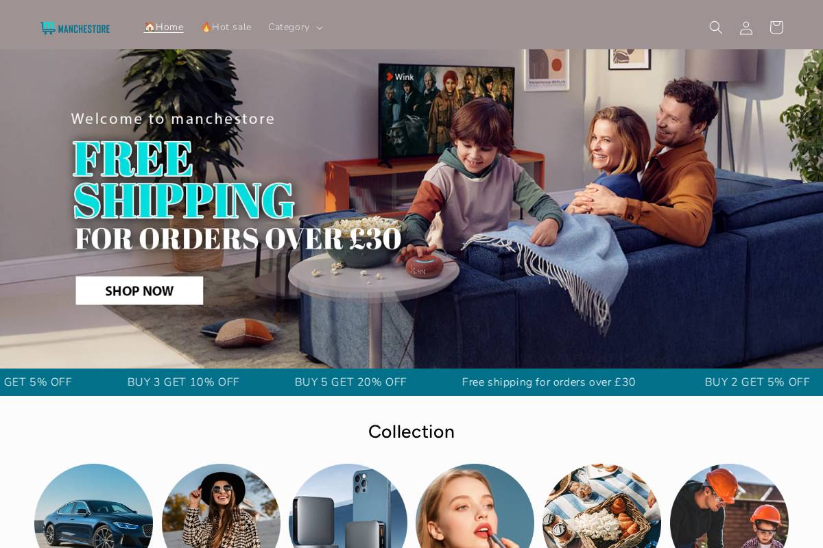 Manchestore homepage screenshot