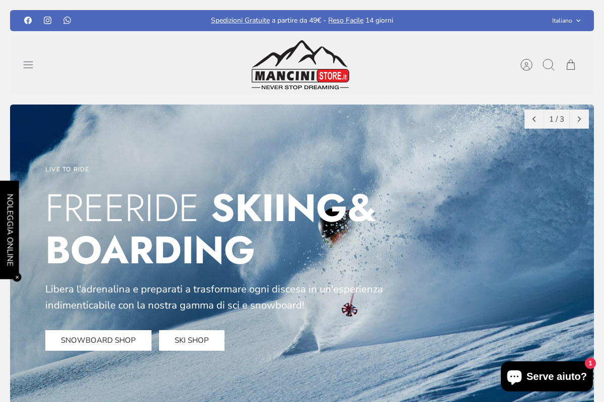 mancinistore.it homepage screenshot