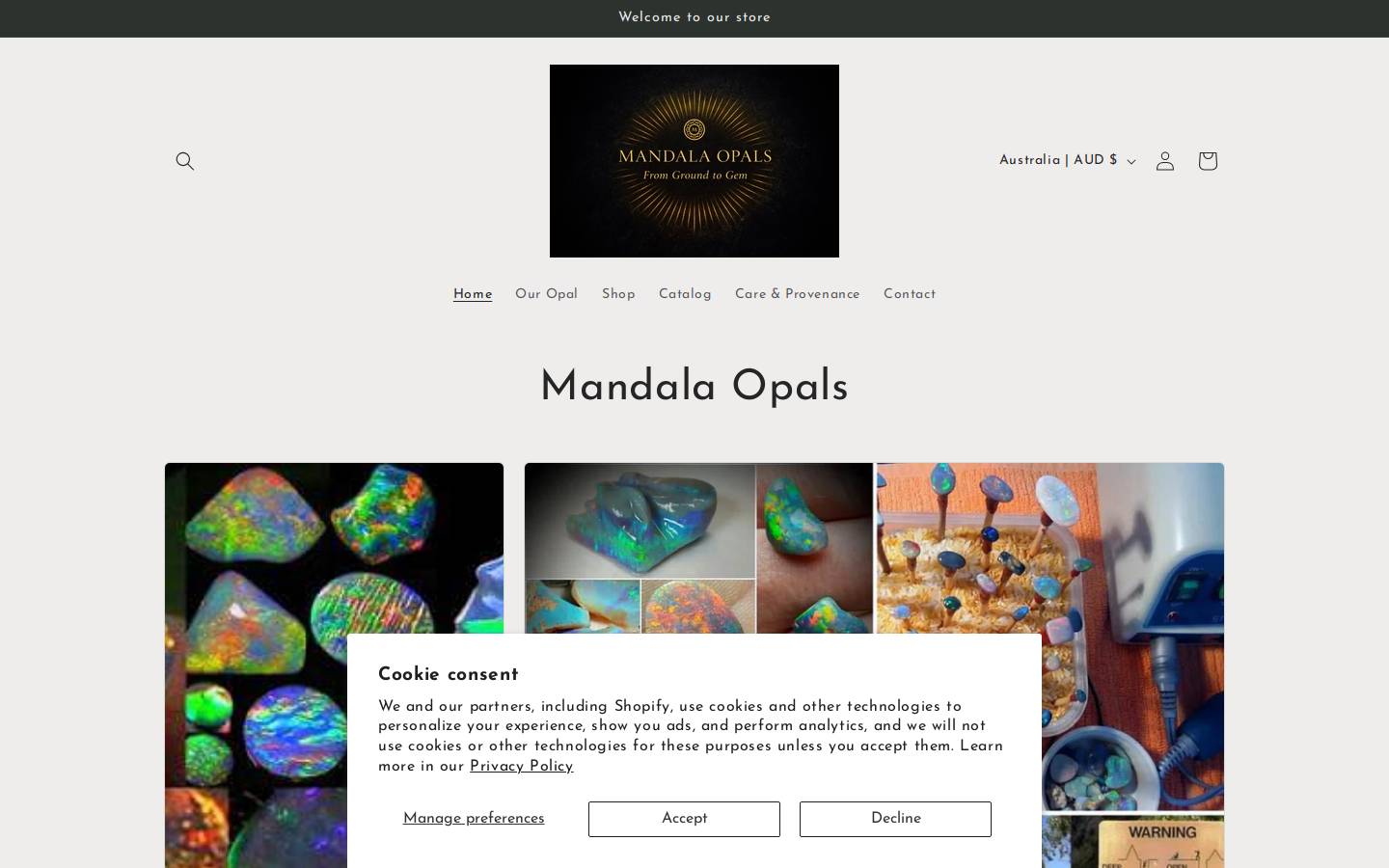 mandalaopals.com.au homepage screenshot