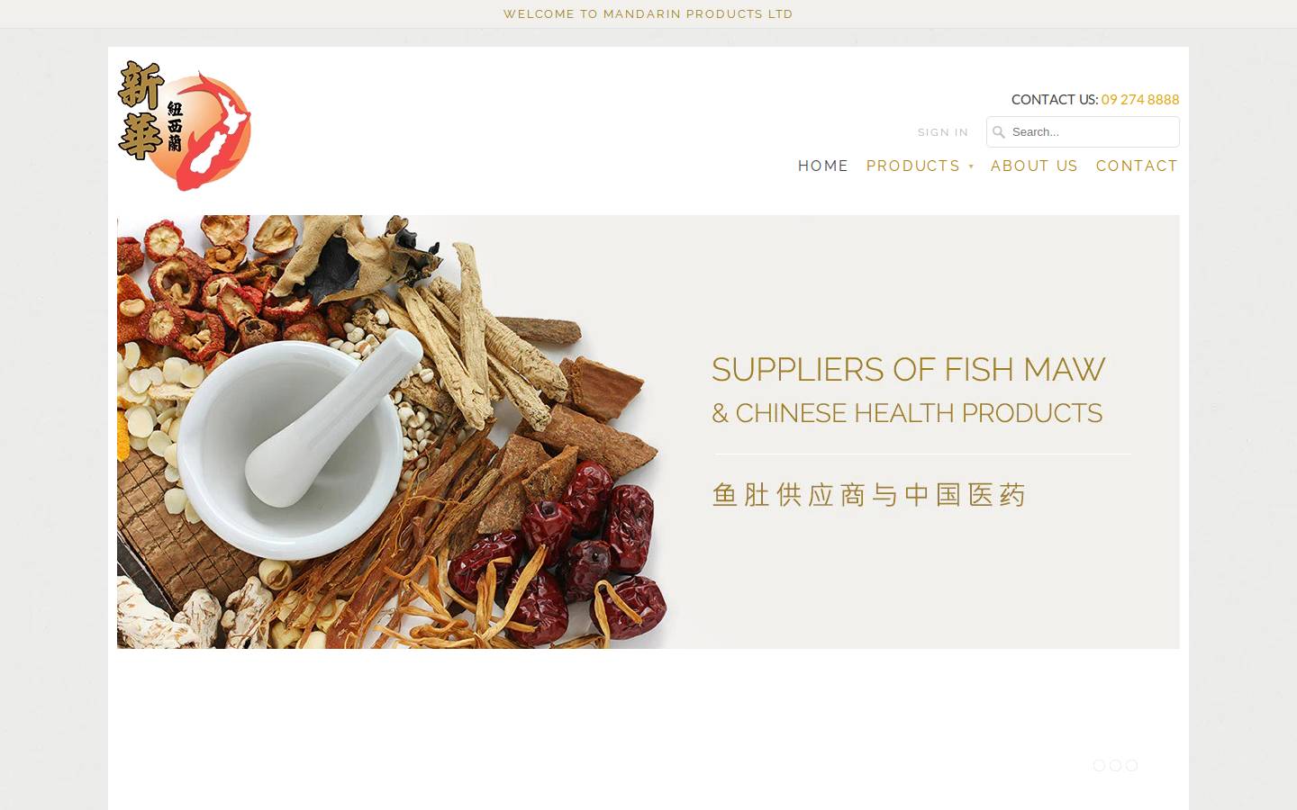 mandarinproducts.co.nz homepage screenshot
