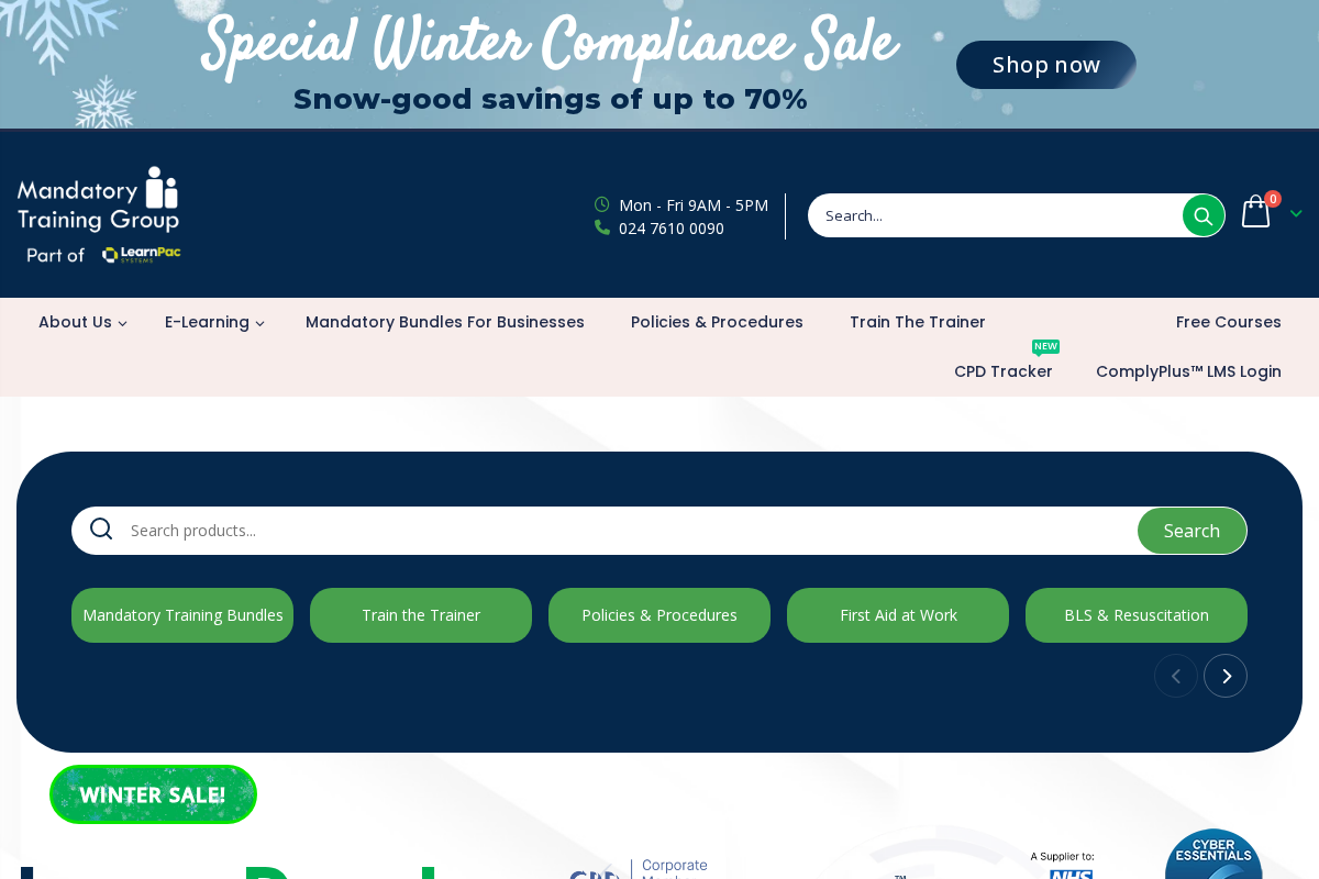The Mandatory Training Group homepage screenshot