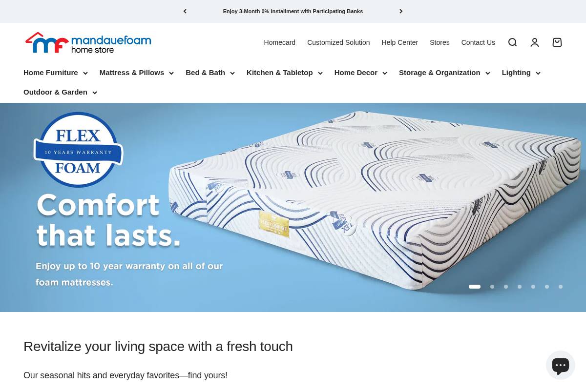 mandauefoam.ph homepage screenshot