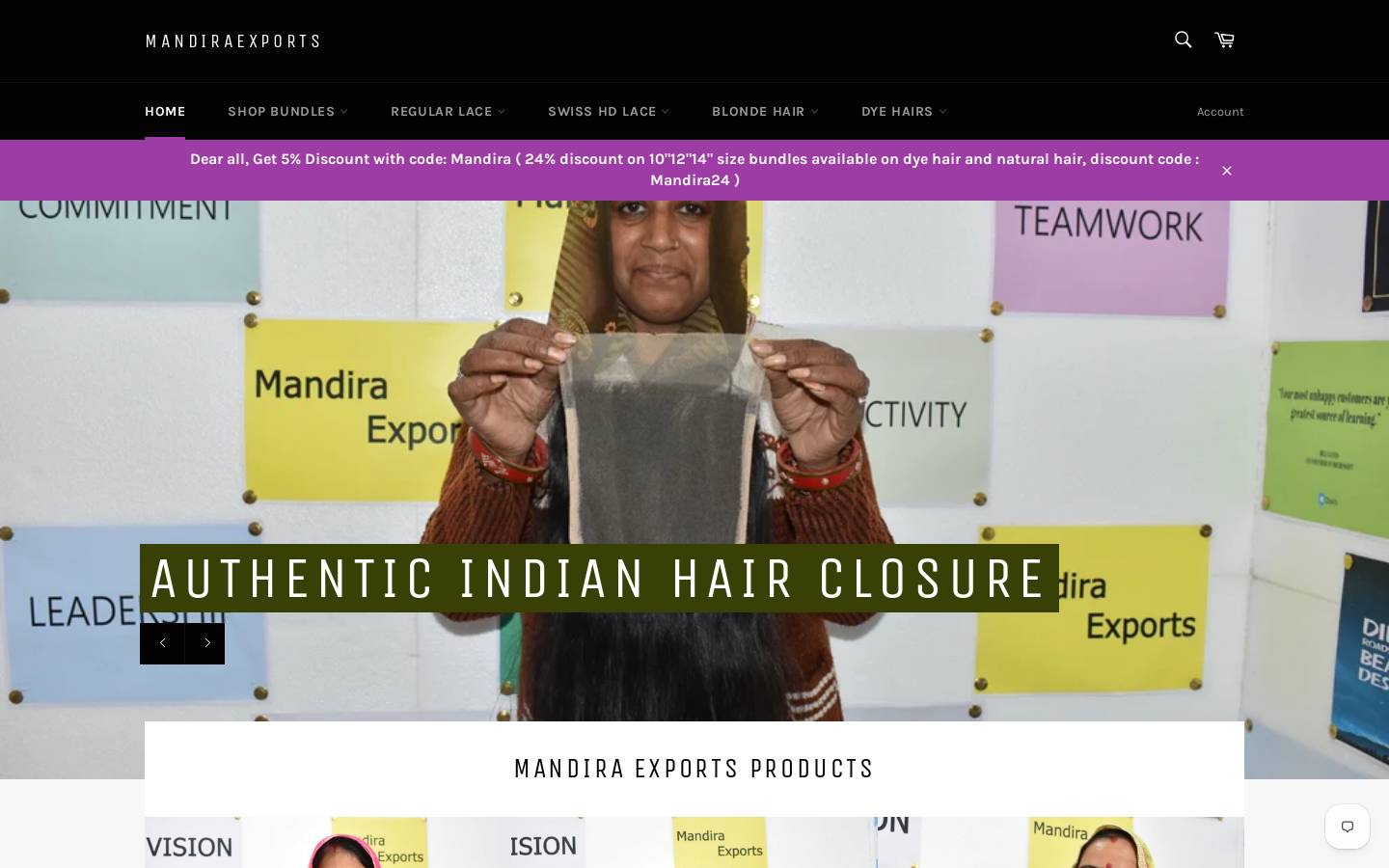 mandiraexports.com homepage screenshot