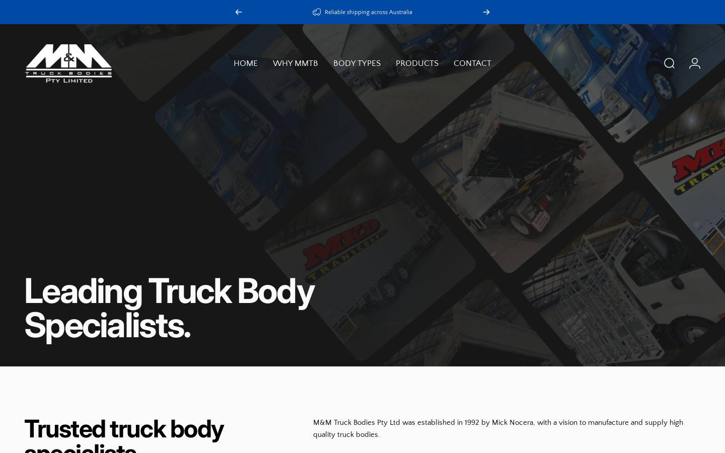 mandmtruckbodies.com.au homepage screenshot